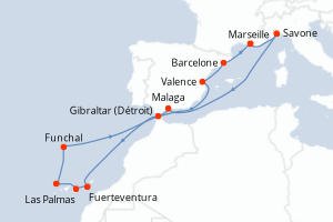 Itinéraire croisière Costa Croisières au départ de Marseille