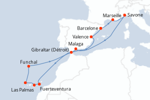 Itinéraire croisière Costa Croisières au départ de Barcelone