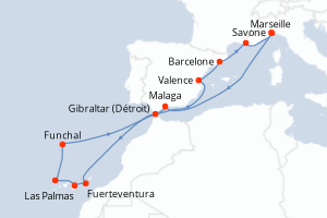 Itinéraire croisière Costa Croisières au départ de Savone