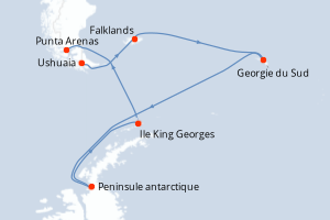 Itinéraire croisière Aurora expeditions au départ de Ushuaia