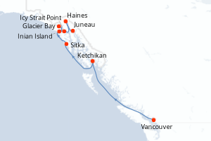 Itinéraire croisière Seabourn Cruise Line au départ de Vancouver