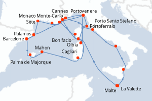 Itinéraire croisière Seabourn Cruise Line au départ de Monaco Monte-Carlo