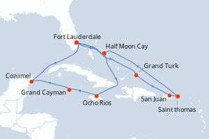 Itinéraire croisière Holland America Line au départ de Fort Lauderdale