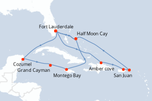 Itinéraire croisière Holland America Line au départ de Fort Lauderdale