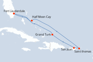 Itinéraire croisière Holland America Line au départ de Fort Lauderdale