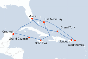 Itinéraire croisière Holland America Line au départ de Miami