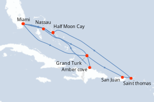 Itinéraire croisière Holland America Line au départ de Miami