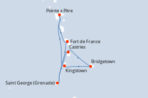 Itinéraire croisière MSC Croisières au départ de Fort de France