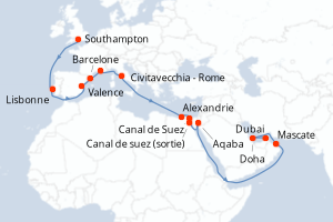 Itinéraire croisière MSC Croisières au départ de Southampton