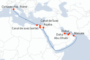 Itinéraire croisière MSC Croisières au départ de Dubai