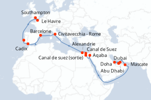 Itinéraire croisière MSC Croisières au départ de Dubai