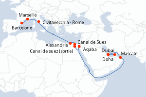 Itinéraire croisière MSC Croisières au départ de Barcelone