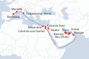 Itinéraire croisière MSC Croisières au départ de Barcelone