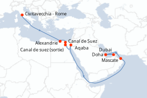 Itinéraire croisière MSC Croisières au départ de Civitavecchia - Rome