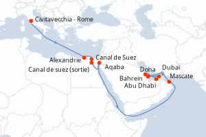 Itinéraire croisière MSC Croisières au départ de Civitavecchia - Rome