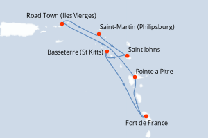 Itinéraire croisière MSC Croisières au départ de Fort de France