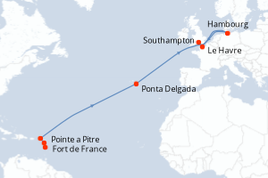 Itinéraire croisière MSC Croisières au départ de Fort de France