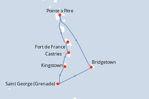 Itinéraire croisière MSC Croisières au départ de Fort de France