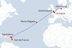 Itinéraire croisière MSC Croisières au départ de Hambourg