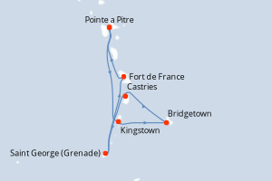 Itinéraire croisière MSC Croisières au départ de Pointe a Pitre