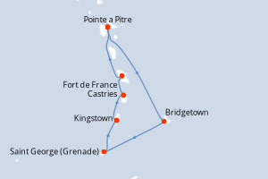 Itinéraire croisière MSC Croisières au départ de Pointe a Pitre