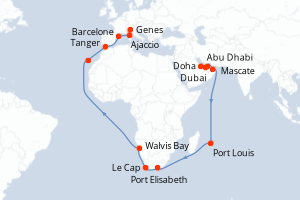 Itinéraire croisière Costa Croisières au départ de Doha