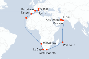 Itinéraire croisière Costa Croisières au départ de Abu Dhabi