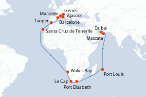 Itinéraire croisière Costa Croisières au départ de Dubai