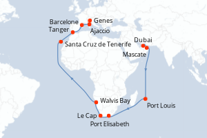 Itinéraire croisière Costa Croisières au départ de Dubai