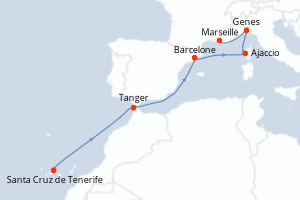 Itinéraire croisière Costa Croisières au départ de Santa Cruz de Tenerife