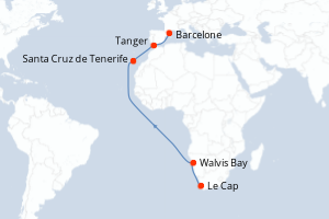 Itinéraire croisière Costa Croisières au départ de Le Cap