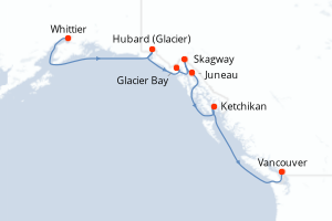 Itinéraire croisière Holland America Line au départ de Whittier