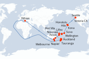 Itinéraire croisière Holland America Line au départ de Auckland