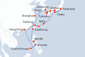 Itinéraire croisière Holland America Line au départ de Yokohama