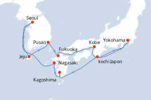 Itinéraire croisière Holland America Line au départ de Yokohama