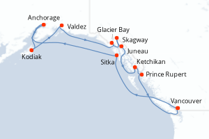 Itinéraire croisière Holland America Line au départ de Vancouver