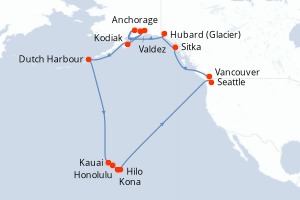 Itinéraire croisière Holland America Line au départ de Vancouver