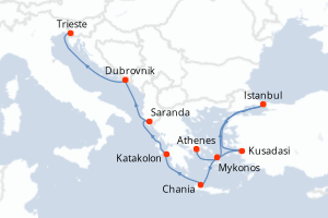 Itinéraire croisière Holland America Line au départ de Athenes