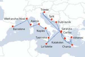 Itinéraire croisière Holland America Line au départ de Athenes