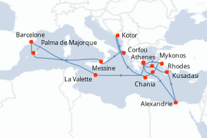 Itinéraire croisière Holland America Line au départ de Athenes