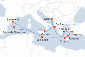 Itinéraire croisière Holland America Line au départ de Athenes