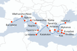 Itinéraire croisière Holland America Line au départ de Athenes