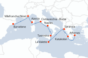 Itinéraire croisière Holland America Line au départ de Athenes