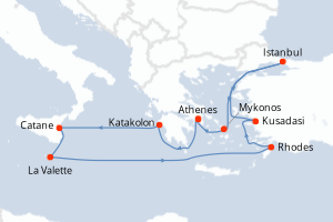 Itinéraire croisière Holland America Line au départ de Athenes