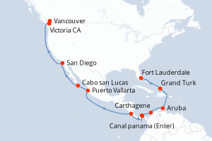 Itinéraire croisière Holland America Line au départ de Fort Lauderdale