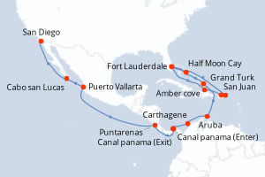 Itinéraire croisière Holland America Line au départ de Fort Lauderdale