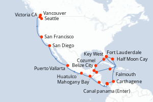 Itinéraire croisière Holland America Line au départ de Fort Lauderdale