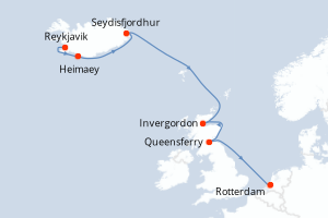 Itinéraire croisière Holland America Line au départ de Reykjavik