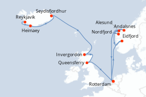 Itinéraire croisière Holland America Line au départ de Reykjavik