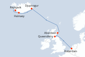 Itinéraire croisière Holland America Line au départ de Reykjavik